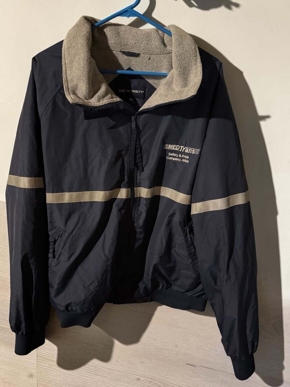 Port Authority Windbreaker Jacket Size 2XL Black Fleece Lined MedTrans